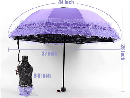 Folding Compact Umbrella for Women Lightweight Portable UPF 50+ Travel Parasol