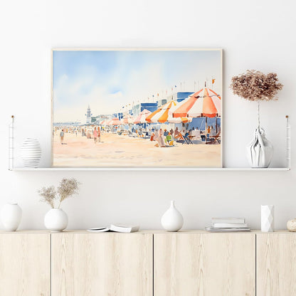 Pink Beach Canvas Wall Art Minimalist Coastal Prints Pastel Summer Posters Coastal Preppy Pictures Summer Aesthetic Painting Watercolor Beach Prints Boho Beach Posters for Bedroom 16x24inch No Frame