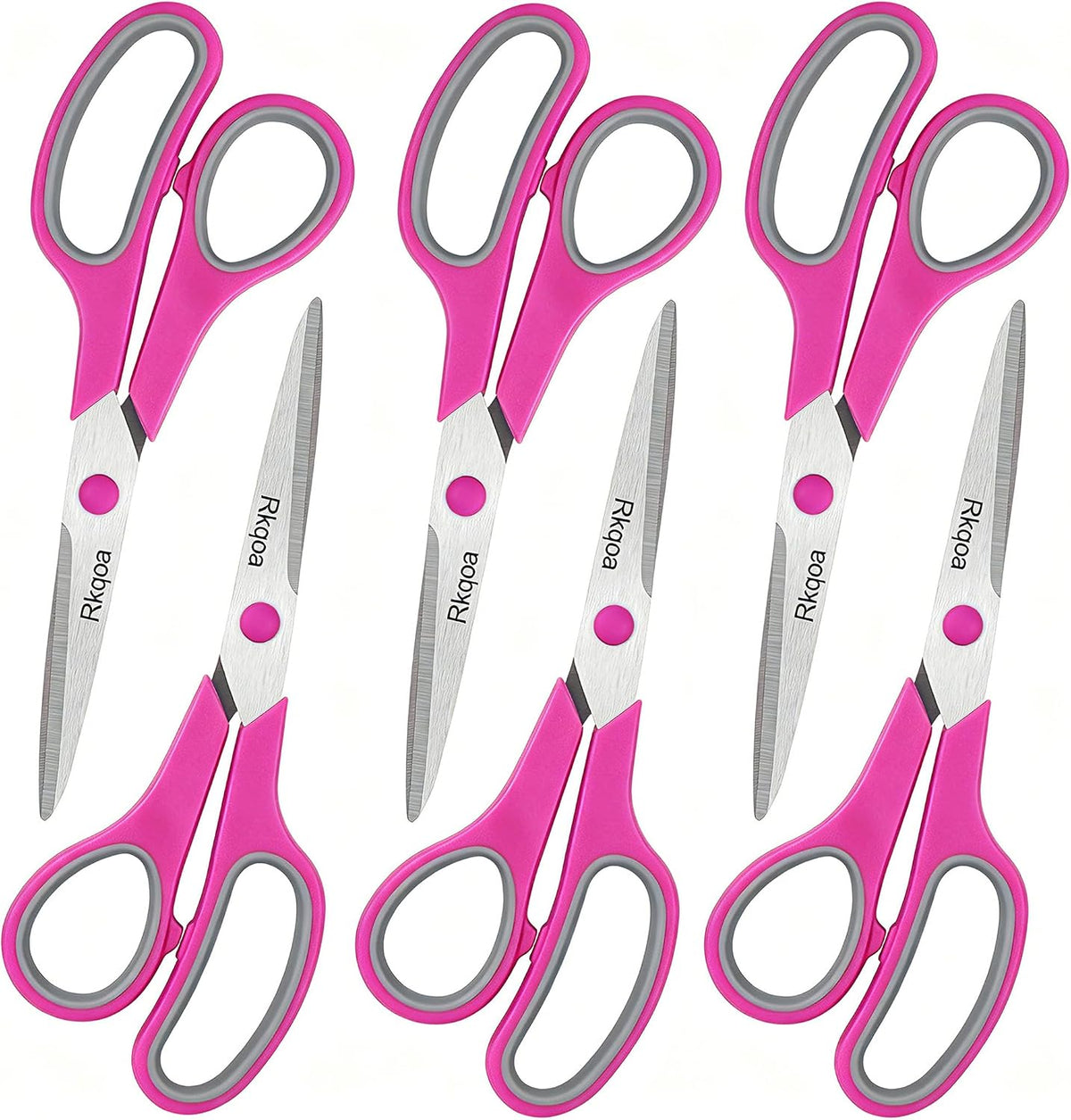 Pink Scissors Pack, Rkqoa 8" All Purpose Sharp Scissors for Everyday Use