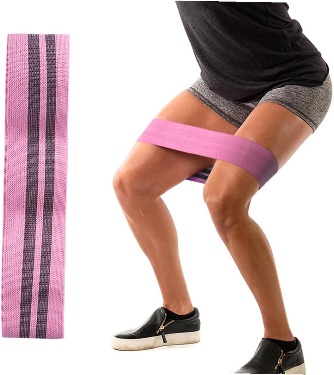 Hip Elastic Resistance Bands for Women Non-Slip Booty Builder for Leg Exercises and Butt Lifting Pink Fitness Loop for Squats and Gym Workout