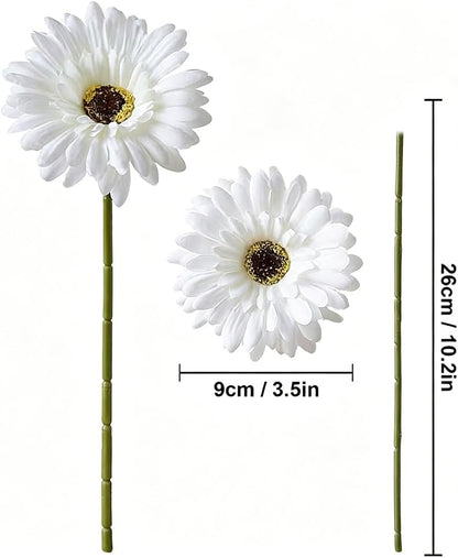 10 Pcs Artificial Gerbera Daisies Fake Daisy Flowers Bouquet Faux Flowers for Vase Centerpiece Wedding Party Floral Decor Indoor Home Decoration (Light Pink)