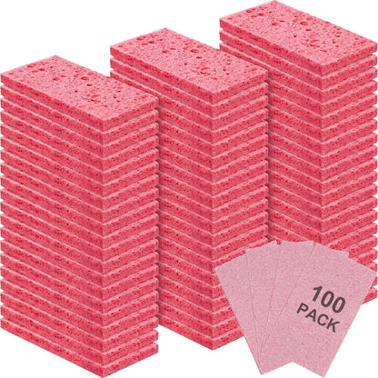 100 Pcs Sponges Bulk Sponges Kitchen Compressed Sponge, Pink