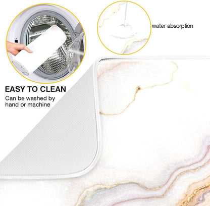 Pink White Marble Dish Drying Mat Dish Drainer Rack Pad Kitchen Counter Mat 18" x 24" Heat Resistant Mat