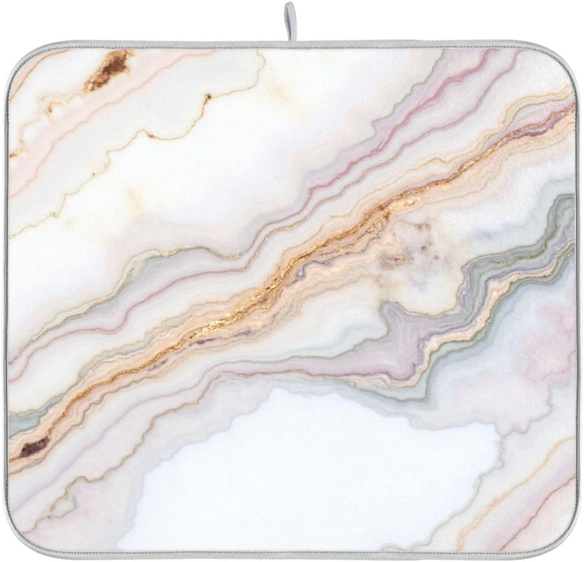 Pink White Marble Dish Drying Mat Dish Drainer Rack Pad Kitchen Counter Mat 18" x 24" Heat Resistant Mat
