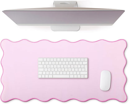 Large Scalloped Desk Mat Pad, Pink, 23.6 x 13.8 Inches