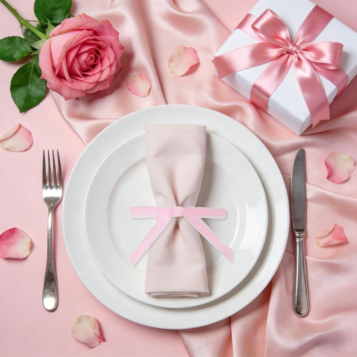 12 Pcs Pink Velvet Napkin Ring Weeding Bow Napkins Rings Holders Pink Chic Velvet Napkin Buckle for Holiday Birthday Dinner Baby Shower Party Table Decoration