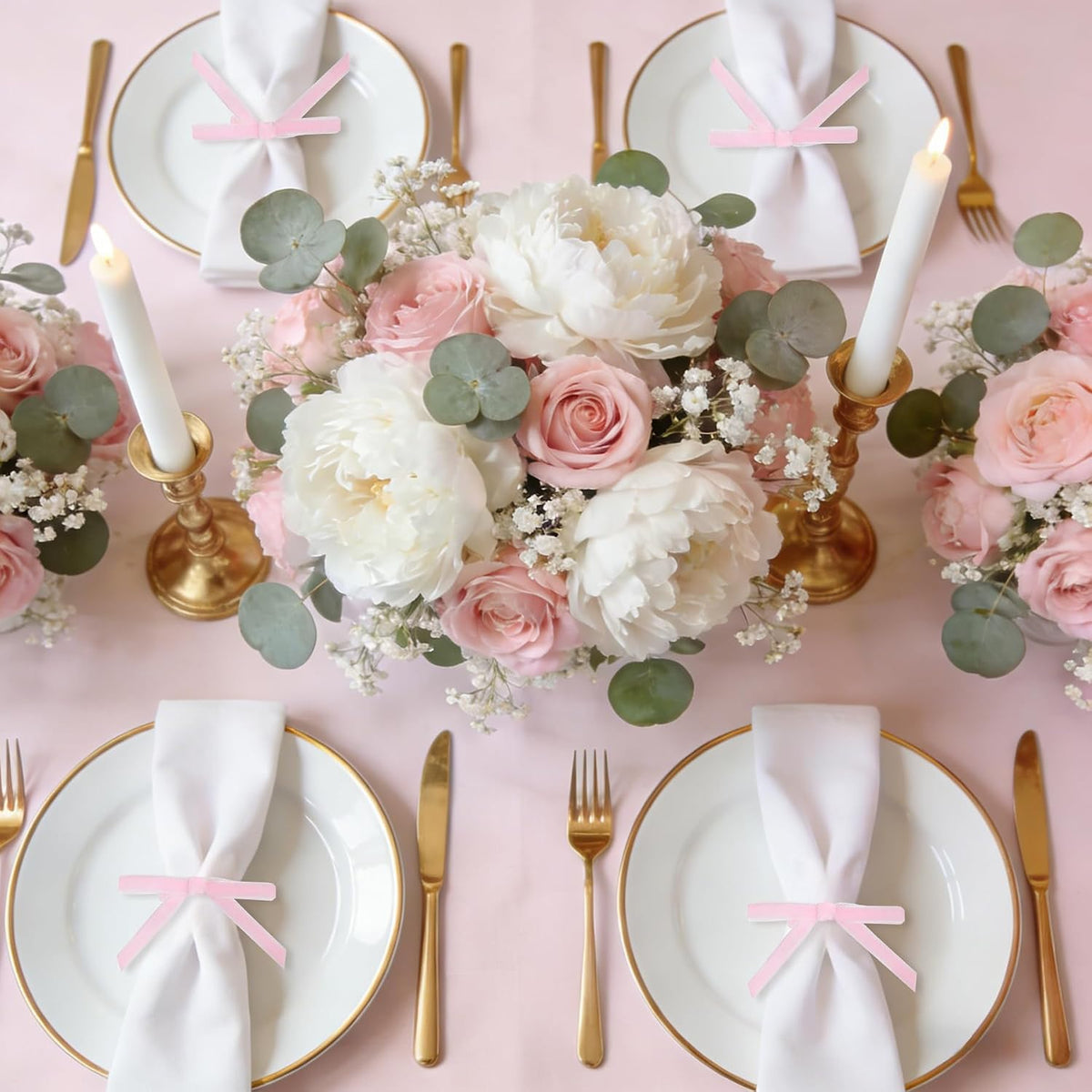 12 Pcs Pink Velvet Napkin Ring Weeding Bow Napkins Rings Holders Pink Chic Velvet Napkin Buckle for Holiday Birthday Dinner Baby Shower Party Table Decoration