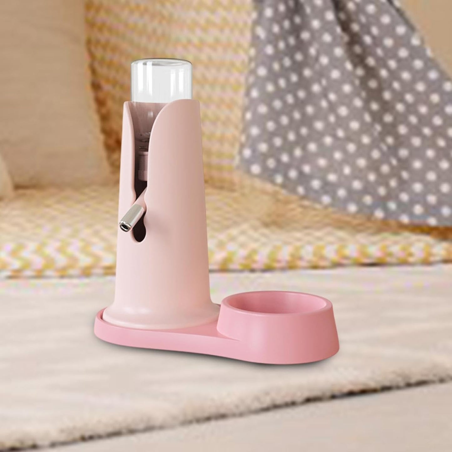 Hamster Drinking Feeder Pet Water Bottle Drinking Fountain Cage Dispenser Automatic Drinking Feeder Portable Bottle No Detachable Base Tra, Pink
