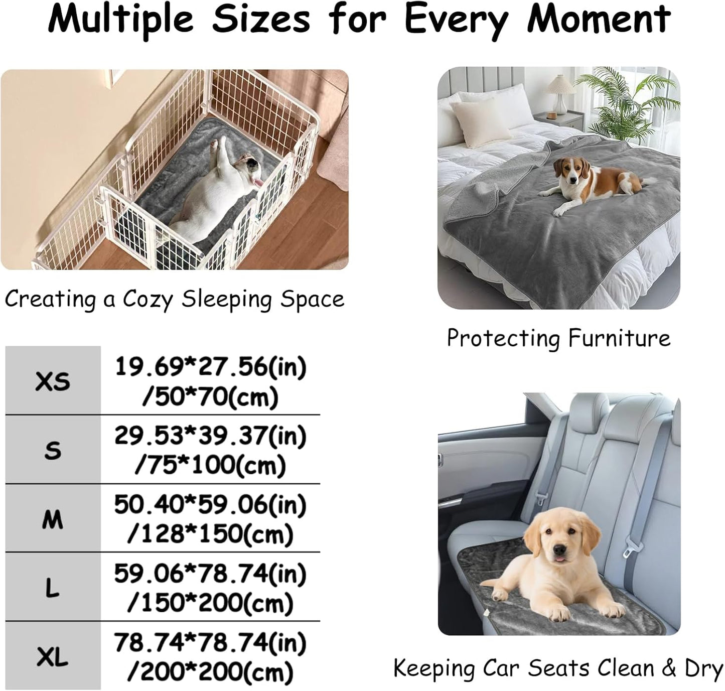Waterproof and Pee Proof Pet Blanket, Furniture Protector Cover for Bed Sofa Couch, Machine Washable, Warm Sherpa Flannel Blanket for Small Medium Large Dogs Cats (Pink, L)