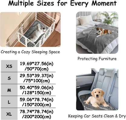 Waterproof and Pee Proof Pet Blanket, Furniture Protector Cover for Bed Sofa Couch, Machine Washable, Warm Sherpa Flannel Blanket for Small Medium Large Dogs Cats (Pink, L)