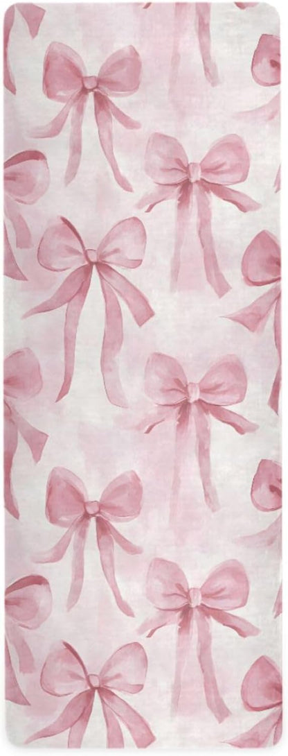 Watercolor Pink Bows Yoga Mat Non Slip Thick Kids Eco Friendly Rubber Workout Foldable Yoga Mat Women Exercise