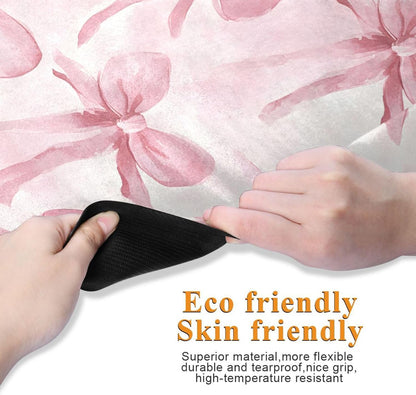 Watercolor Pink Bows Yoga Mat Non Slip Thick Kids Eco Friendly Rubber Workout Foldable Yoga Mat Women Exercise