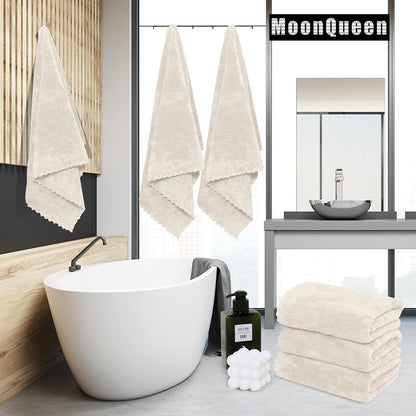 2 Pack Premium Bath Towel Set - Quick Drying - Microfiber Coral Velvet Highly Absorbent Towels - Multipurpose Use as Bath Fitness, Bathroom, Shower, Sports, Yoga Towel (Cream)