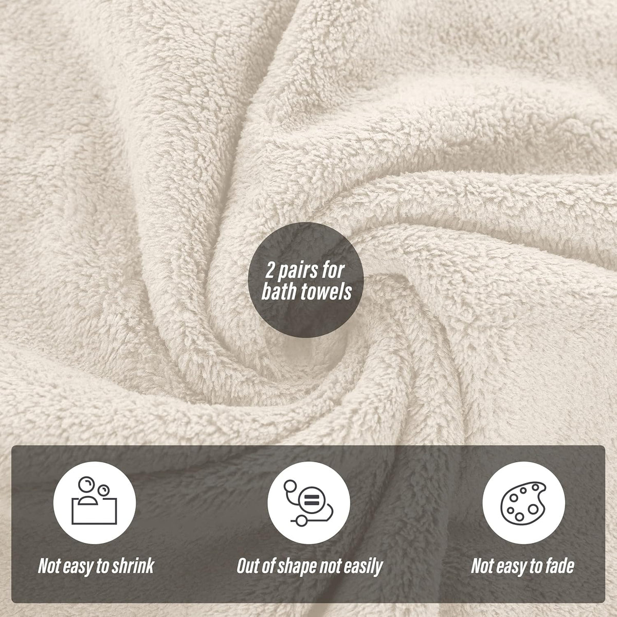 2 Pack Premium Bath Towel Set - Quick Drying - Microfiber Coral Velvet Highly Absorbent Towels - Multipurpose Use as Bath Fitness, Bathroom, Shower, Sports, Yoga Towel (Cream)