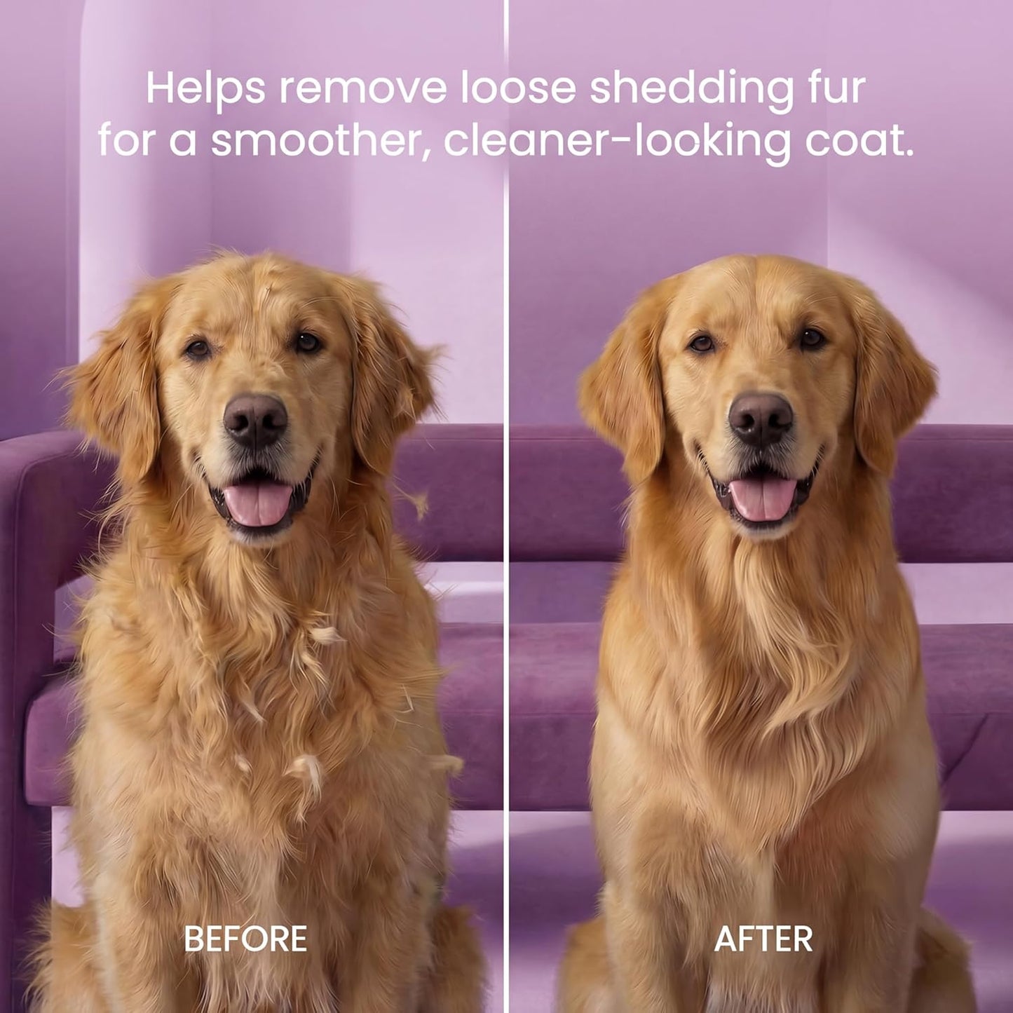 POODLIE Poodle Pet Dog Grooming Rake| Dematting Tool with Stainless Steel Shedding Comb for Pets | 2 Rows of Pins Gently Remove Loose or Tangled Hair from Undercoat | Purple Handle
