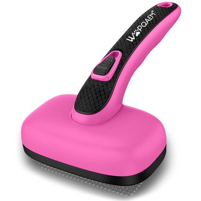 Self Cleaning Slicker Brush for Dog and Cat Deshedding, Pink | Shedding Brush for Dogs & Cats, One-Click Retractable Bristles for Easy Cleaning Flying Hair at Home