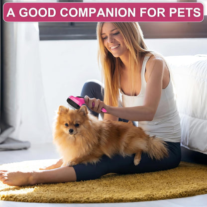 Self Cleaning Slicker Brush for Dog and Cat Deshedding, Pink | Shedding Brush for Dogs & Cats, One-Click Retractable Bristles for Easy Cleaning Flying Hair at Home