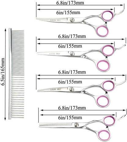 Professional PET DOG Grooming scissors suit,Cutting&Curved&Thinning shears (6.0")