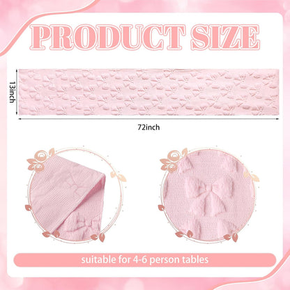 Pink Bow Soft Plush Table Runner Christmas Coquette Room Decor