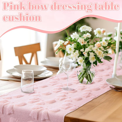 Pink Bow Soft Plush Table Runner Christmas Coquette Room Decor
