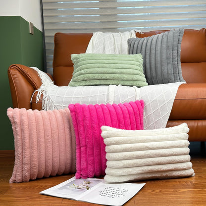 18x18 Decorative Faux Fur Throw Pillow Covers Set of 2- Pink