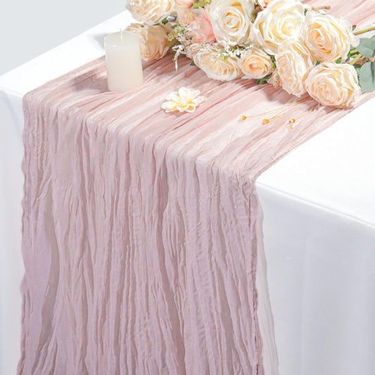 Table Runner Cheesecloth Mothers Day 10FT Boho Rustic Farmhouse Gauze for Spring Decor Cheese Cloth for Wedding Baby Shower Bridal Birthday Party Home Decorations (Light Pink, 3 Pack)