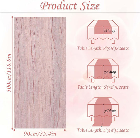 Table Runner Cheesecloth Mothers Day 10FT Boho Rustic Farmhouse Gauze for Spring Decor Cheese Cloth for Wedding Baby Shower Bridal Birthday Party Home Decorations (Light Pink, 3 Pack)