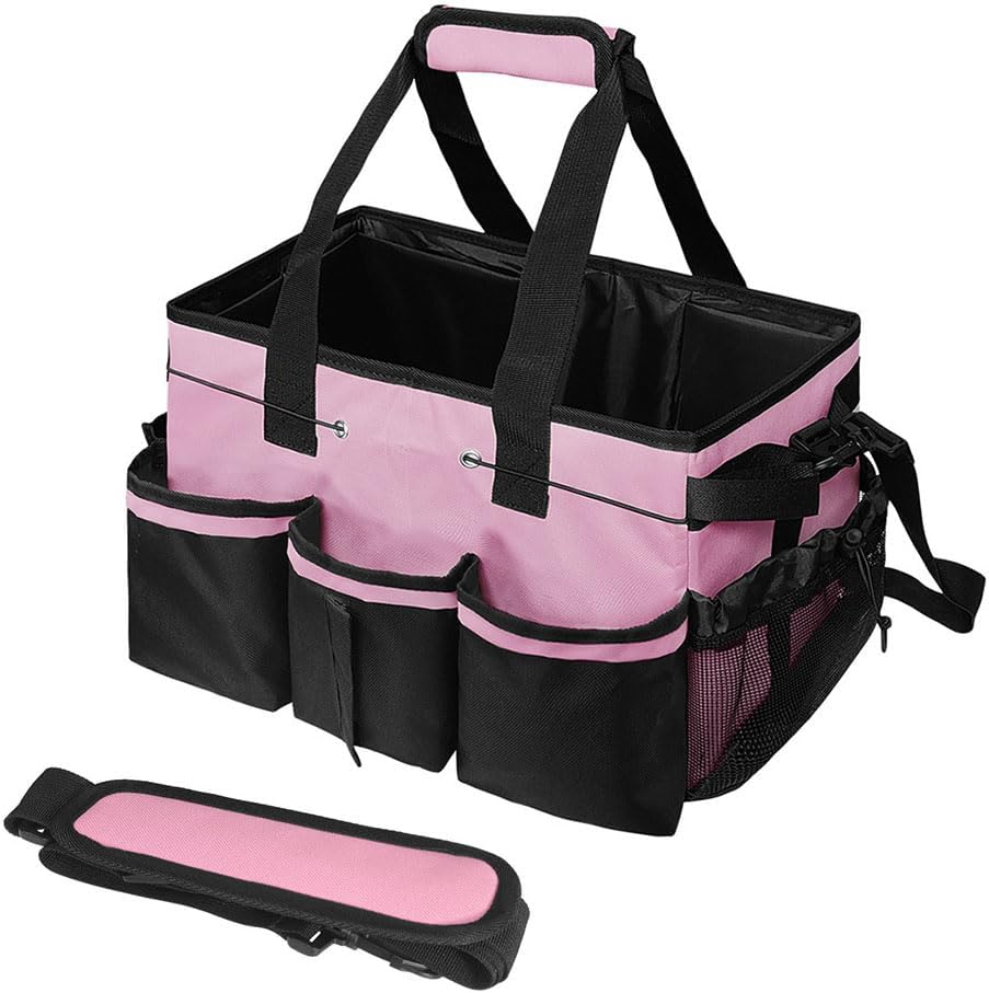 Cleaning Caddy Bag Cleaning Tool Organizers Oxford Cloth Storage Tote Bag (Pink)