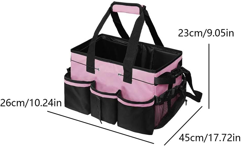 Cleaning Caddy Bag Cleaning Tool Organizers Oxford Cloth Storage Tote Bag (Pink)