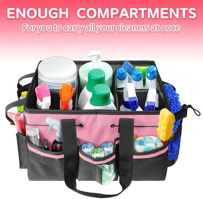 Cleaning Caddy Bag Cleaning Tool Organizers Oxford Cloth Storage Tote Bag (Pink)