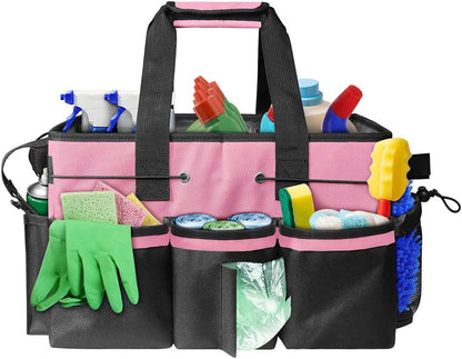Cleaning Caddy Bag Cleaning Tool Organizers Oxford Cloth Storage Tote Bag (Pink)