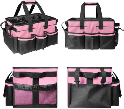 Cleaning Caddy Bag Cleaning Tool Organizers Oxford Cloth Storage Tote Bag (Pink)