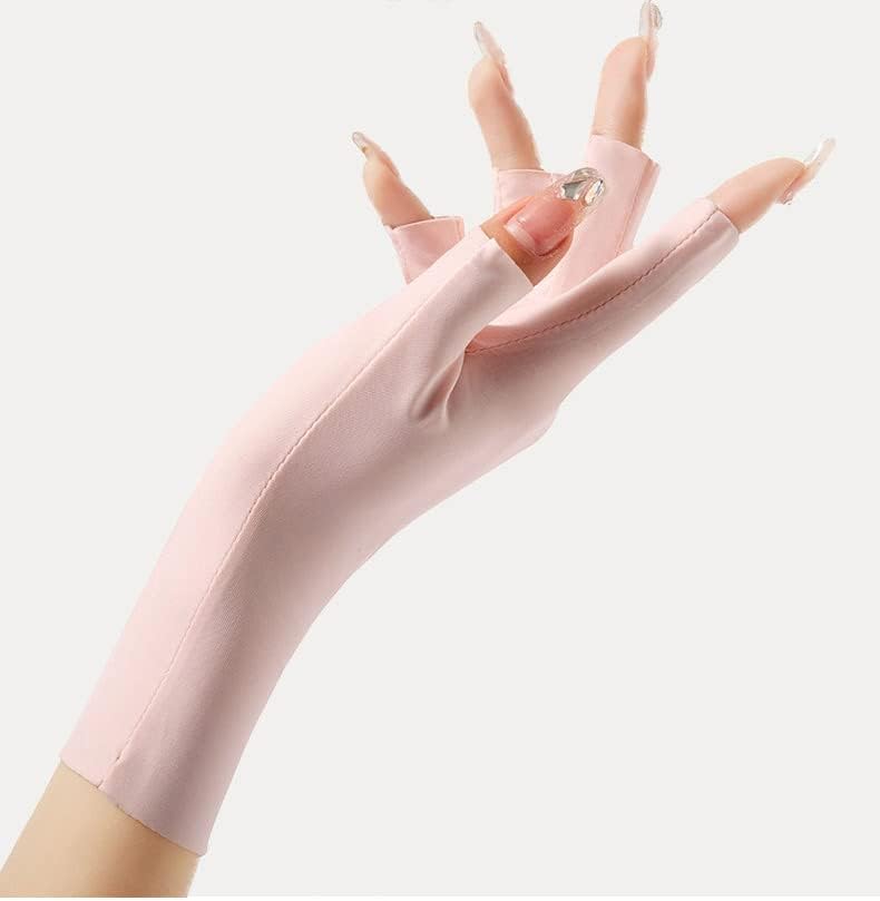 Women Fingerless Gloves UV Protection Gloves Cool Ice Sun Block Driving