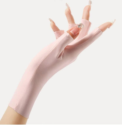 Women Fingerless Gloves UV Protection Gloves Cool Ice Sun Block Driving