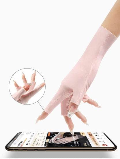 Women Fingerless Gloves UV Protection Gloves Cool Ice Sun Block Driving