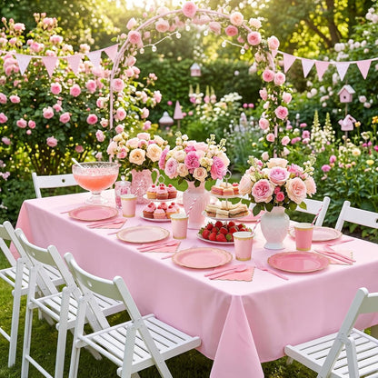 452 Pcs Pink Party Decorations Disposable Tableware Set for 50 Guest