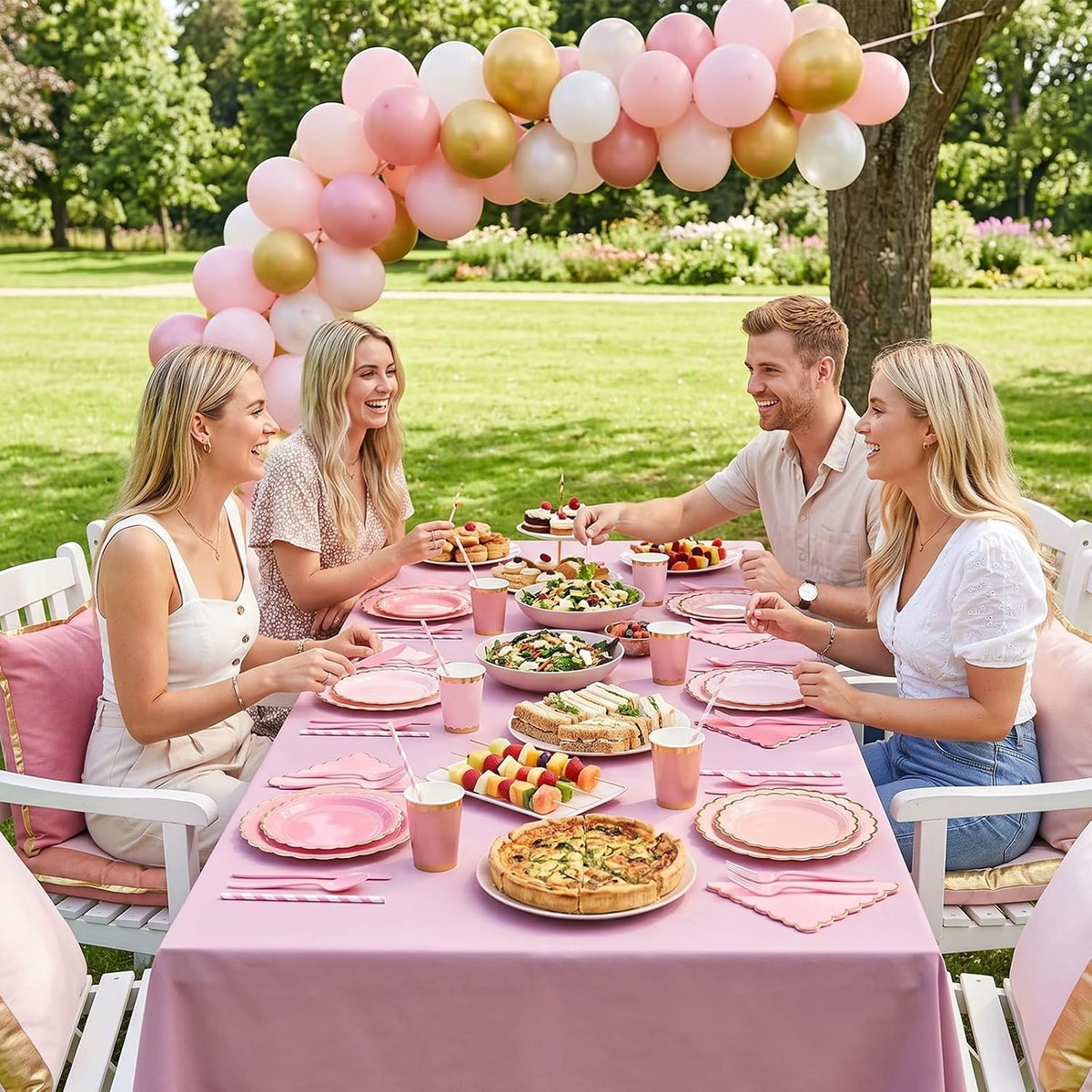 452 Pcs Pink Party Decorations Disposable Tableware Set for 50 Guest
