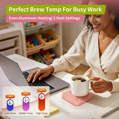 Coffee Mug Warmer for Desk with Auto Shut Off & 3-Temp Settings, Coffee Cup Warmer Galentines Day Gift Home Office Accessory, Perfect for Coffee, Tea, Milk (No Mug)