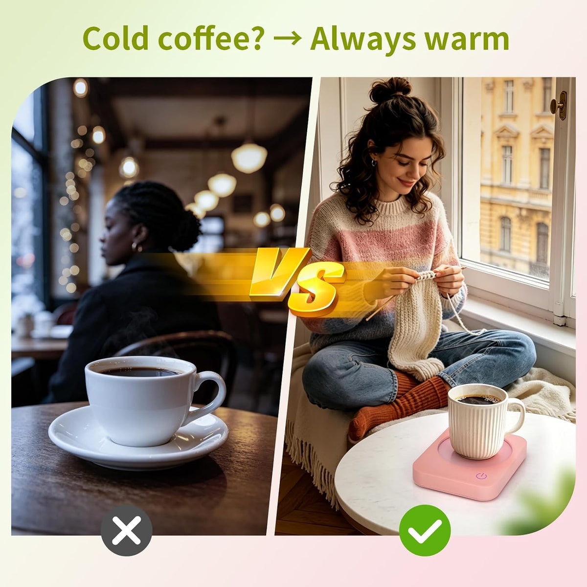 Coffee Mug Warmer for Desk with Auto Shut Off & 3-Temp Settings, Coffee Cup Warmer Galentines Day Gift Home Office Accessory, Perfect for Coffee, Tea, Milk (No Mug)