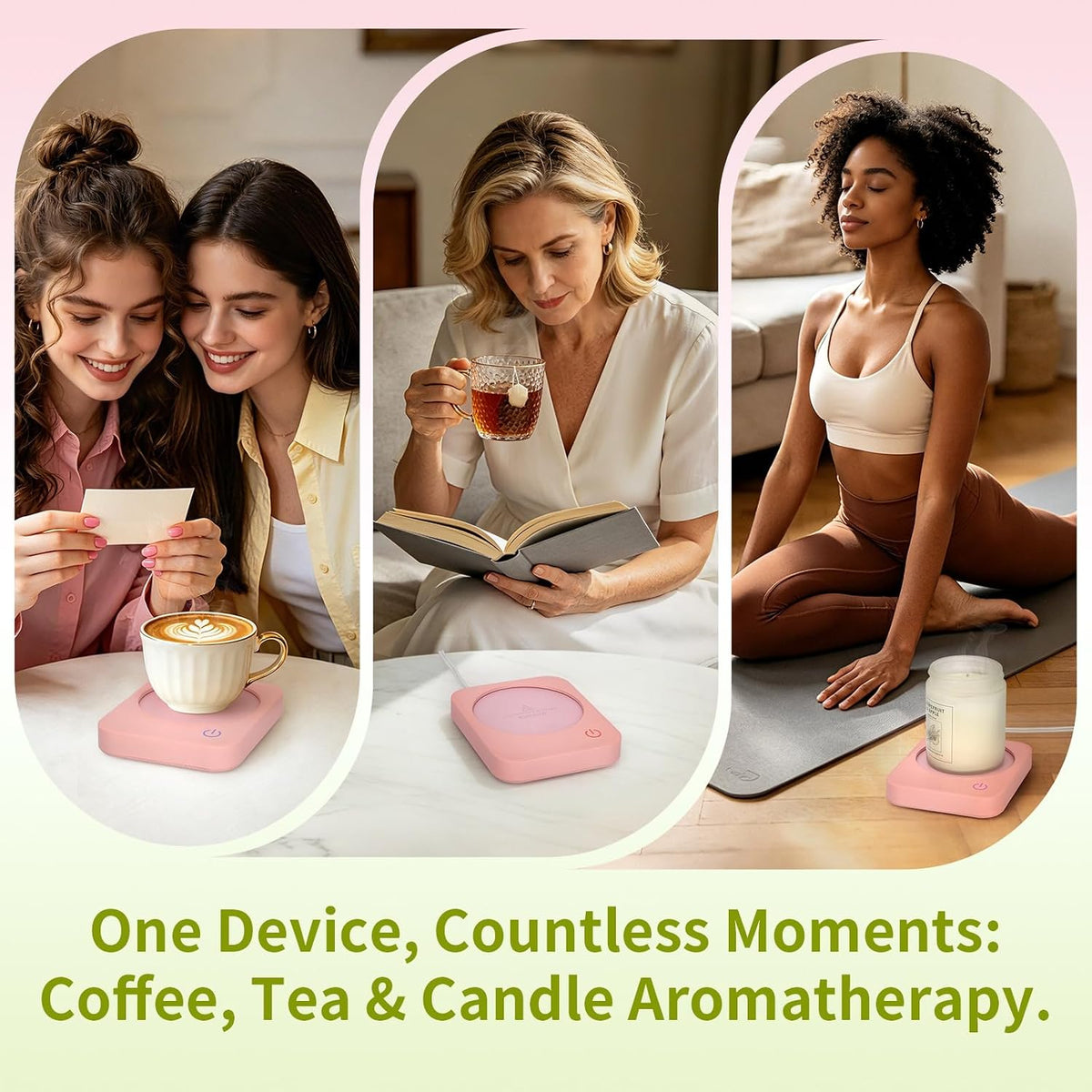 Coffee Mug Warmer for Desk with Auto Shut Off & 3-Temp Settings, Coffee Cup Warmer Galentines Day Gift Home Office Accessory, Perfect for Coffee, Tea, Milk (No Mug)