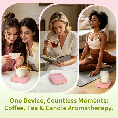 Coffee Mug Warmer for Desk with Auto Shut Off & 3-Temp Settings, Coffee Cup Warmer Galentines Day Gift Home Office Accessory, Perfect for Coffee, Tea, Milk (No Mug)