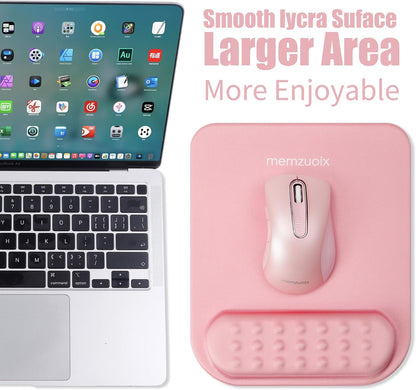 Pink Ergonomic Mouse Pad with Wrist Rest Support,Premium Memory Foam Cushioning for Pain Relief, Non-Slip PU Base for Stable Smooth Control - Perfect for Laptop, Computer, and Home Office