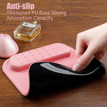 Pink Ergonomic Mouse Pad with Wrist Rest Support,Premium Memory Foam Cushioning for Pain Relief, Non-Slip PU Base for Stable Smooth Control - Perfect for Laptop, Computer, and Home Office