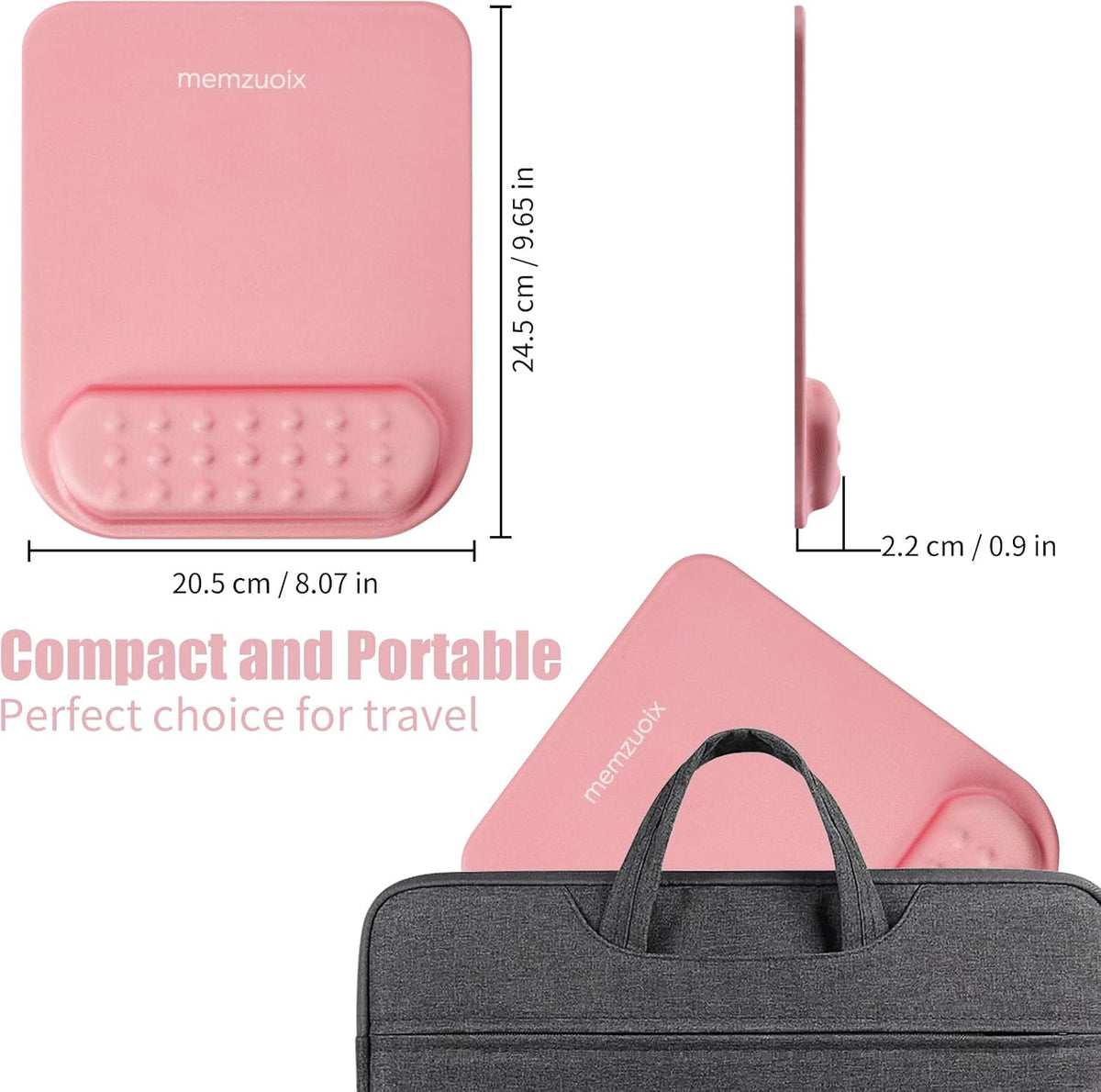 Pink Ergonomic Mouse Pad with Wrist Rest Support,Premium Memory Foam Cushioning for Pain Relief, Non-Slip PU Base for Stable Smooth Control - Perfect for Laptop, Computer, and Home Office