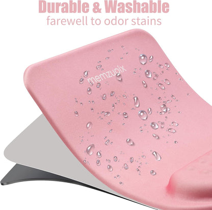 Pink Ergonomic Mouse Pad with Wrist Rest Support,Premium Memory Foam Cushioning for Pain Relief, Non-Slip PU Base for Stable Smooth Control - Perfect for Laptop, Computer, and Home Office