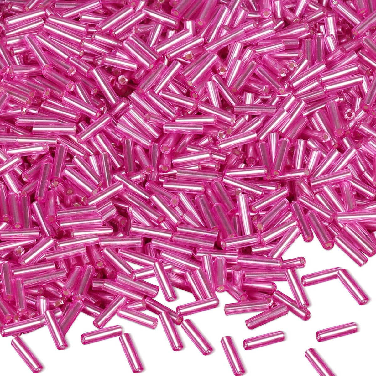 4000pcs Peach Bugle Beads Bulk -Embroidery Beads,Long Tube Bead for Jewelry Making, Bracelet Necklaces Supplies,Craft DIY(7x2mm)
