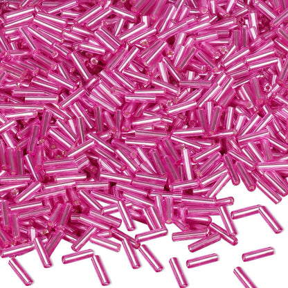 4000pcs Peach Bugle Beads Bulk -Embroidery Beads,Long Tube Bead for Jewelry Making, Bracelet Necklaces Supplies,Craft DIY(7x2mm)