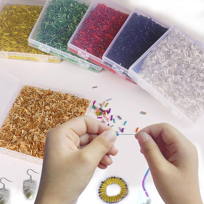 4000pcs Peach Bugle Beads Bulk -Embroidery Beads,Long Tube Bead for Jewelry Making, Bracelet Necklaces Supplies,Craft DIY(7x2mm)