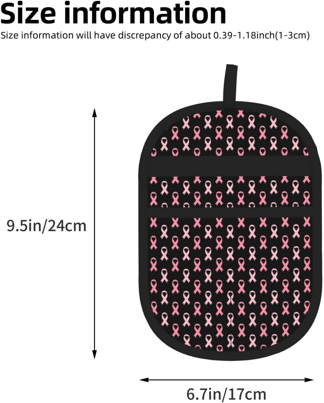 Breast Cancer Awareness Pink Ribbon Pet Hair Removal Glove Dogs Hair Remover Glove Cats Fur Removal Tool with Hanging Loop for Couch 6.7X9.5 in
