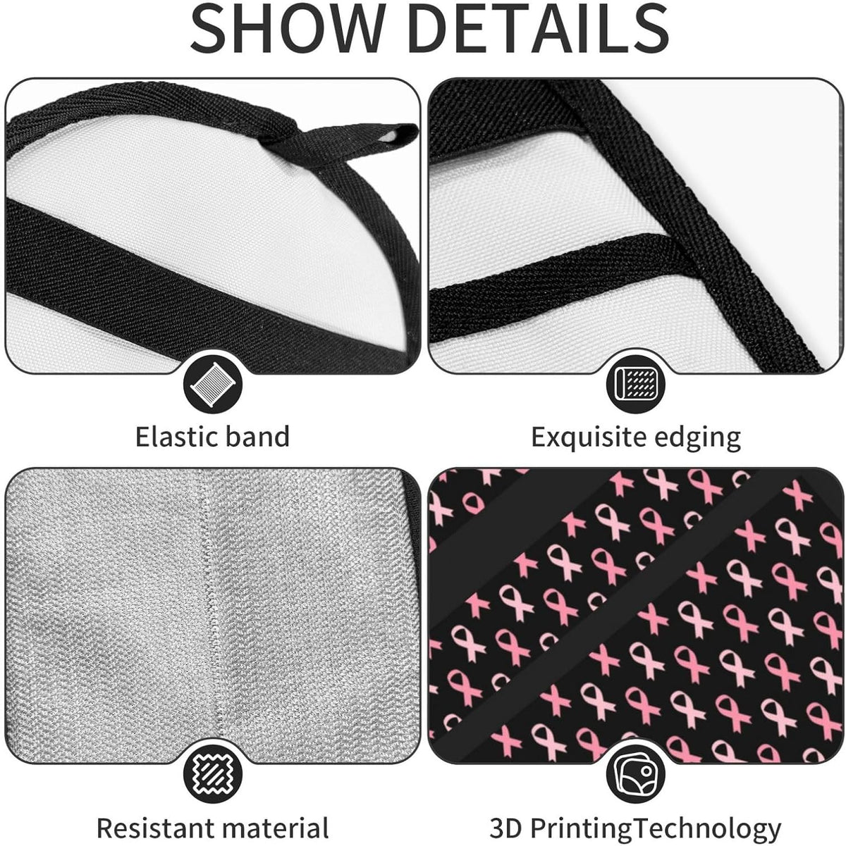 Breast Cancer Awareness Pink Ribbon Pet Hair Removal Glove Dogs Hair Remover Glove Cats Fur Removal Tool with Hanging Loop for Couch 6.7X9.5 in